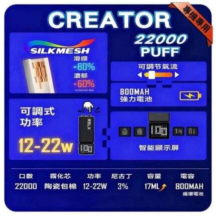 Relx-Creator-22000-Puffs-功能參數主圖